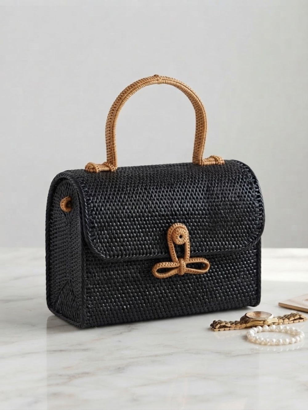 POPPY + SAGE ALICE RATTAN HANDBAG